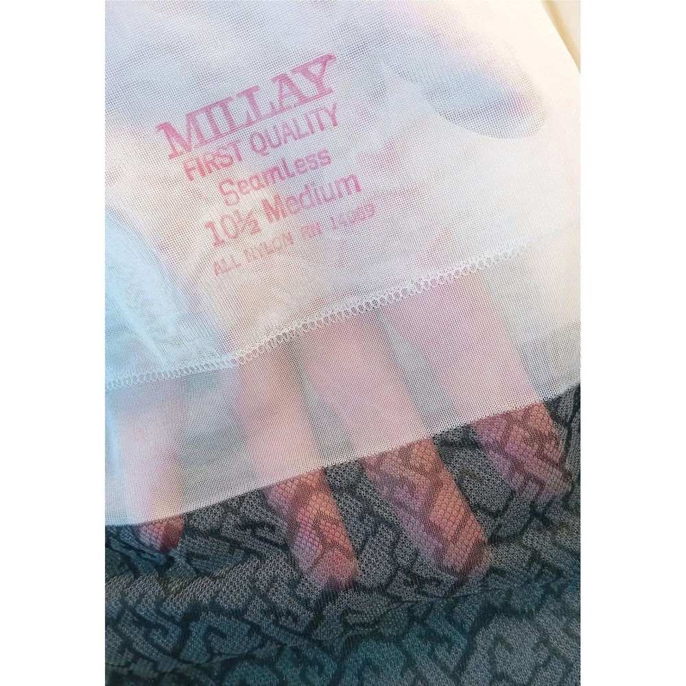 Vintage Millay Stockings Women 10.5 M Black Grey‎ Geometric Textured Seamless
